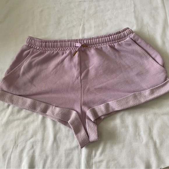 We Wore What Large Purple Lounge Sweatpants Shorts ~ Casual Cozy Cheeky - Picture 2 of 9